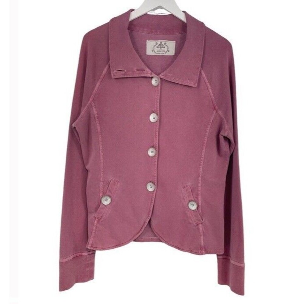 PRANA Jacket XL Organic Cotton Washed Out Mauve Shacket Blazer Cozy Pristine